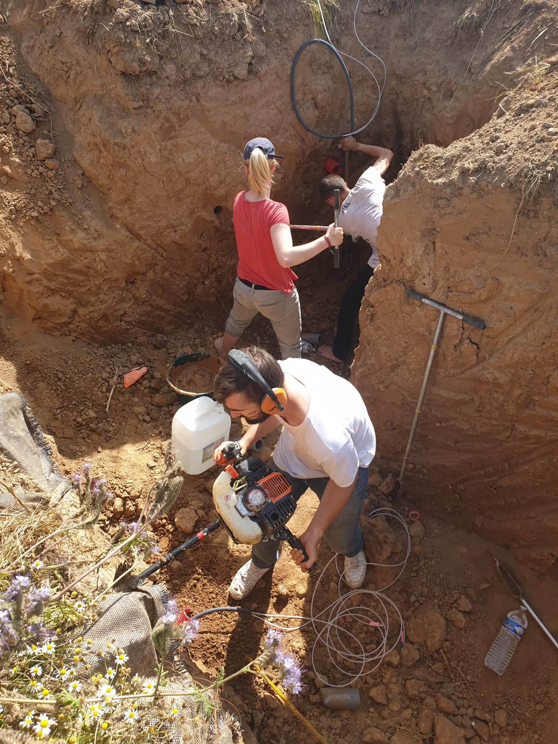 Installation des sondes dans le sol